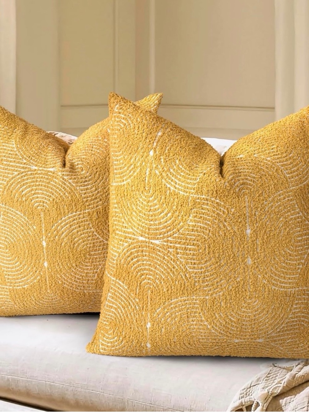 Mustard Yellow Decorative Throw Pillow (24x24, set of 2)